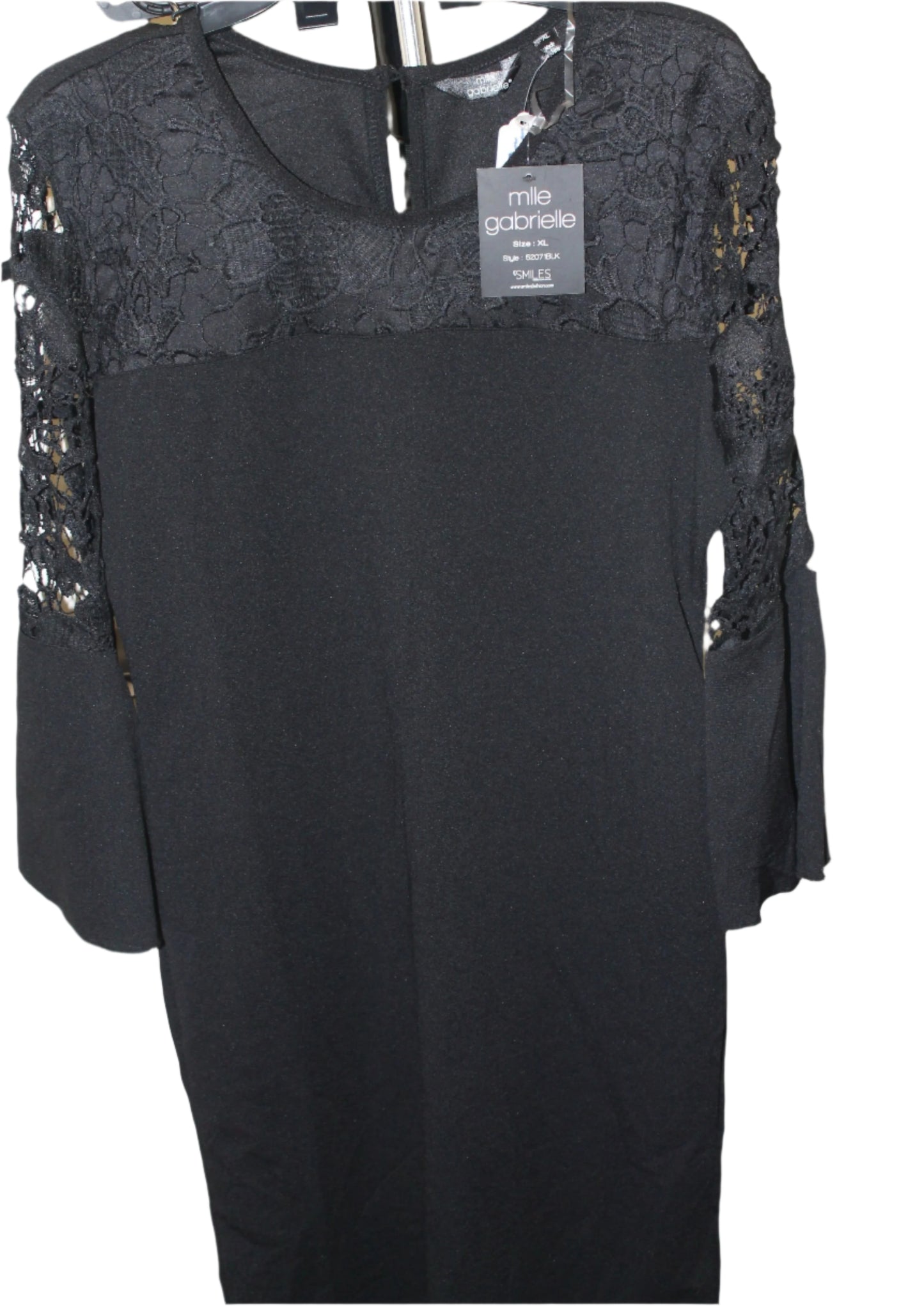 MILLE GABRIELLE BLACK STRETCHY 3/4 LENGTH SLEEVE NEW SHEATH DRESS, XL