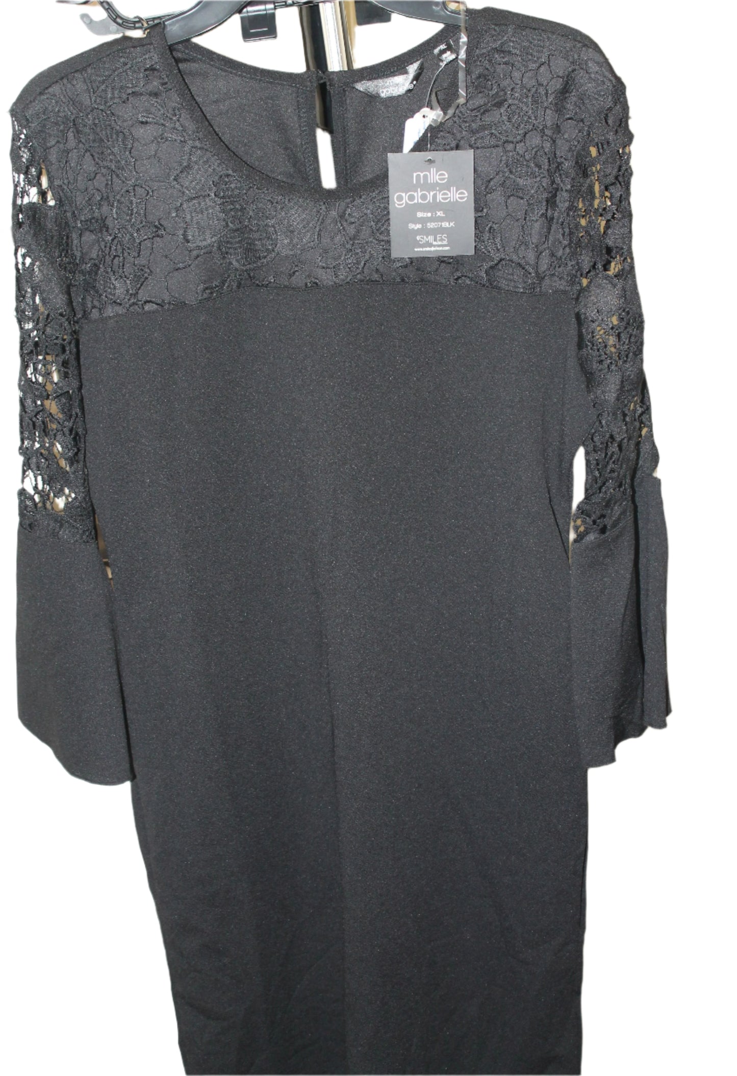 MILLE GABRIELLE BLACK STRETCHY 3/4 LENGTH SLEEVE NEW SHEATH DRESS, XL