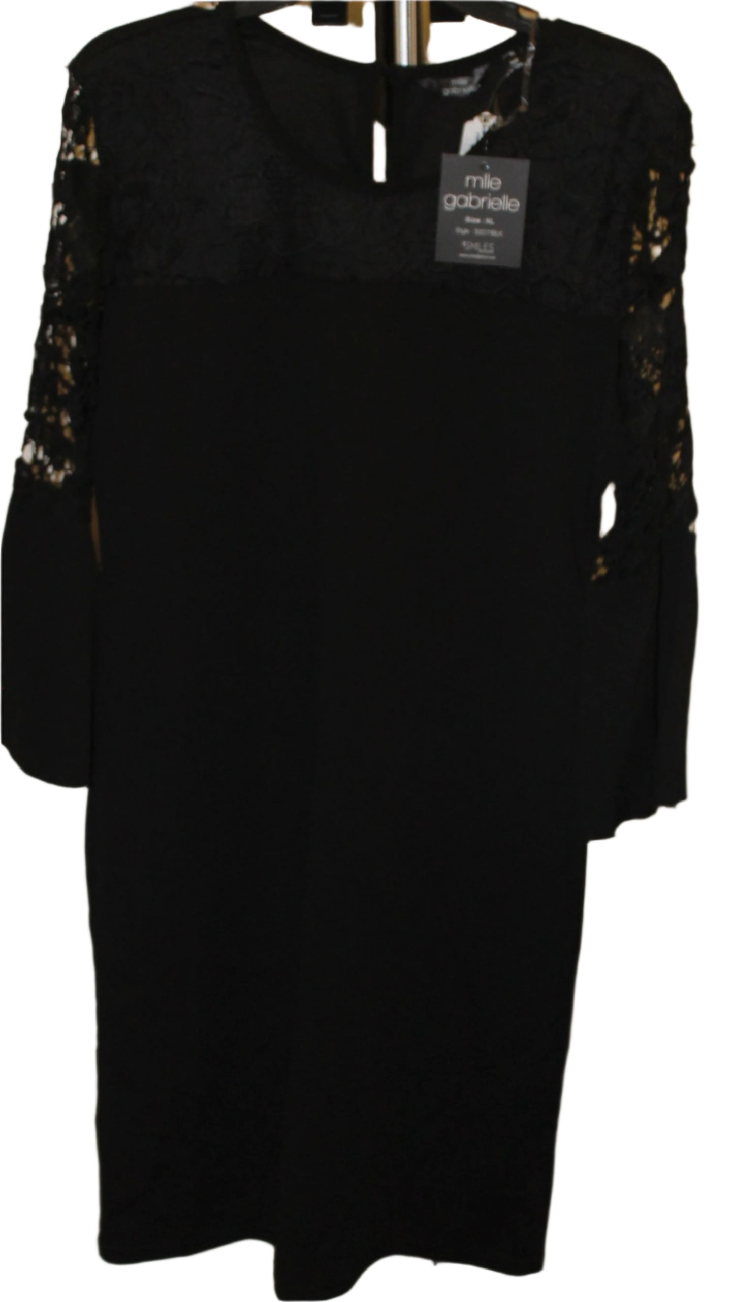 MILLE GABRIELLE BLACK STRETCHY 3/4 LENGTH SLEEVE NEW SHEATH DRESS, XL