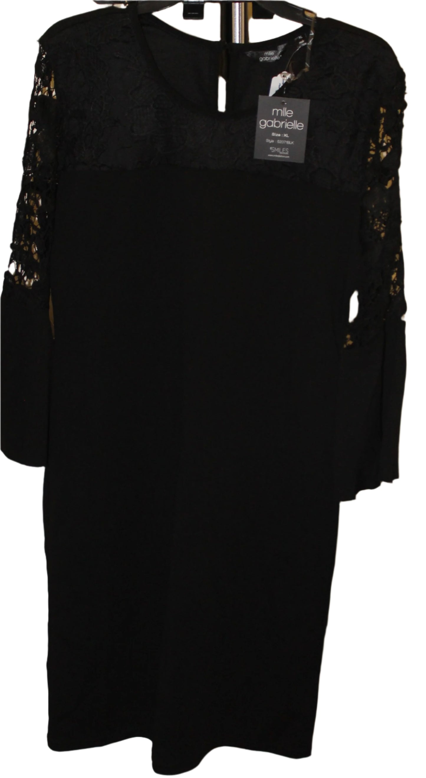 MILLE GABRIELLE BLACK STRETCHY 3/4 LENGTH SLEEVE NEW SHEATH DRESS, XL