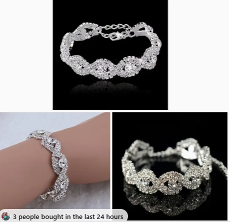 Elegant Hand Jewelry Inlaid Shiny Rhinestone Crystal Bangle & Elegant Infinity Rhinestone Link Bracelet