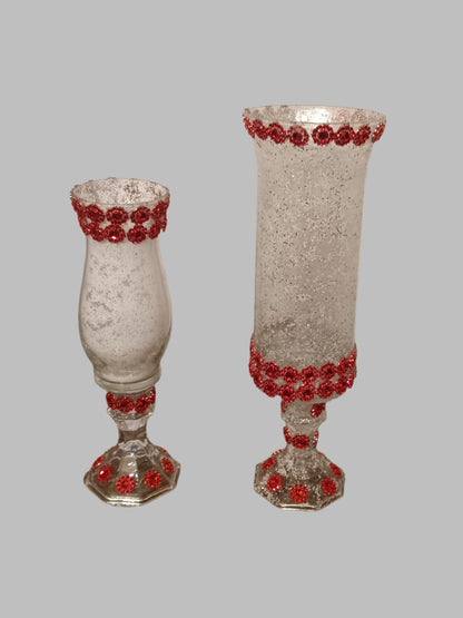 Decorative Glass Glitter Vase or bottle Sets -variety of Sizes, Shapes & Colors- one of a kind