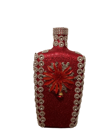 Decorative Glass Glitter Vase or bottle Sets -variety of Sizes, Shapes & Colors- one of a kind