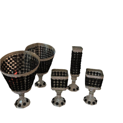 Hand Designed Home Decor 5 pcs entertainment set - 2 Ice/Flower etc. buckets, 3 Assorted Vases