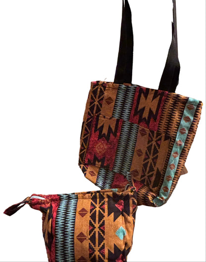 African Pattern Totes and All Purpose Pouches Set - Handmade