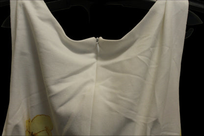 Madison Leigh Women's Sleeveless White Dress with Yellow Flowers - asymmetrical Style