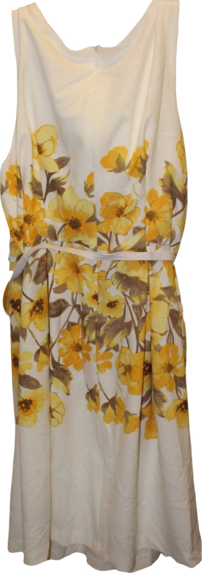 Madison Leigh Women's Sleeveless White Dress with Yellow Flowers - asymmetrical Style