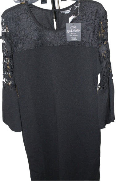 MILLE GABRIELLE BLACK STRETCHY 3/4 LENGTH SLEEVE NEW SHEATH DRESS, XL
