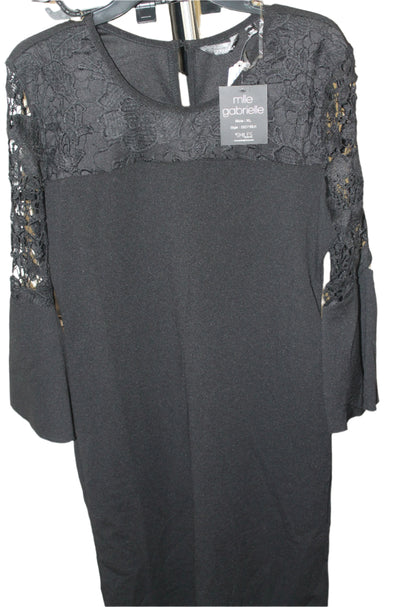 MILLE GABRIELLE BLACK STRETCHY 3/4 LENGTH SLEEVE NEW SHEATH DRESS, XL