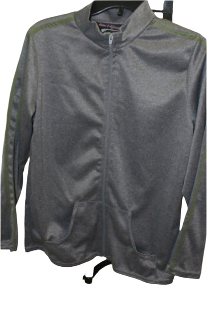 Women 2PCS Grey Tracksuit - Olive stripes Zip Jacket & Pants Casual Suit