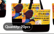 ETHNIC QUEEN CANVAS TOTE BAGS WITH SPIRITUAL QUOTES