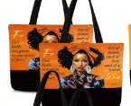 ETHNIC QUEEN CANVAS TOTE BAGS WITH SPIRITUAL QUOTES