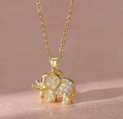 Jewelry Assorted Golden Necklaces, Elephant, Tree, Mama, Clear Stone
