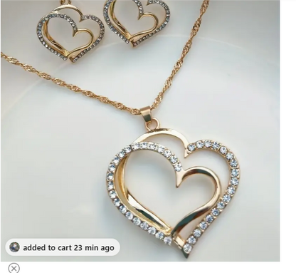Assorted Heart Shaped Rhinestone Necklace and Earring Sets