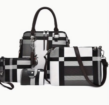 4 Pcs Fashion Plaid Handbag