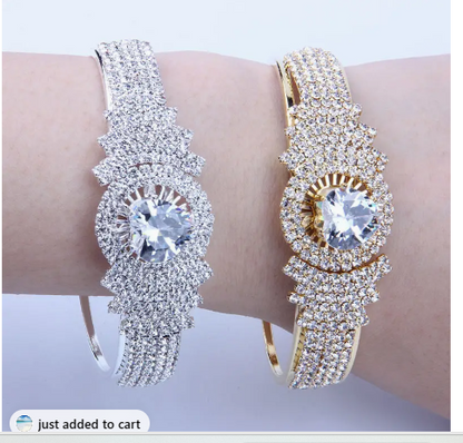 Elegant Hand Jewelry Inlaid Shiny Rhinestone Crystal Bangle & Elegant Infinity Rhinestone Link Bracelet
