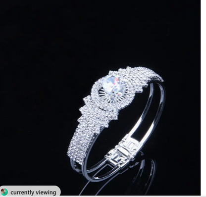 Elegant Hand Jewelry Inlaid Shiny Rhinestone Crystal Bangle & Elegant Infinity Rhinestone Link Bracelet