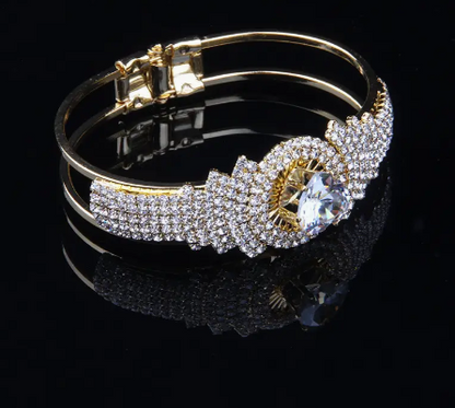 Elegant Hand Jewelry Inlaid Shiny Rhinestone Crystal Bangle & Elegant Infinity Rhinestone Link Bracelet