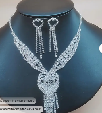Assorted Heart Shaped Rhinestone Necklace and Earring Sets