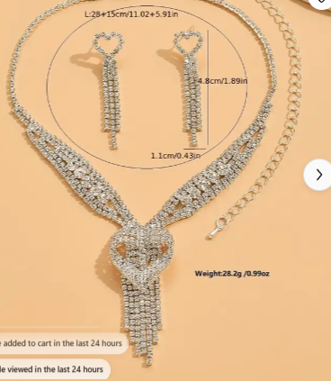 Assorted Heart Shaped Rhinestone Necklace and Earring Sets
