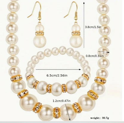 Faux Pearl Necklace, Earrings & Bracelet sets