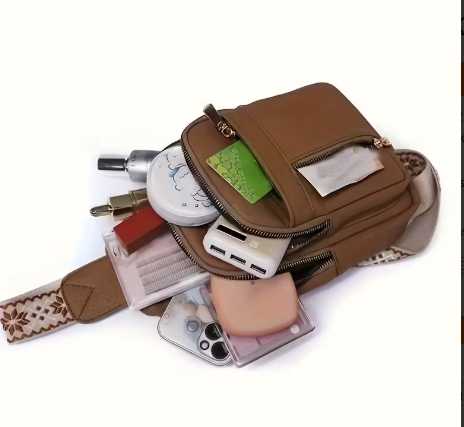 Crossbody bag with 4 compartments, faux leather