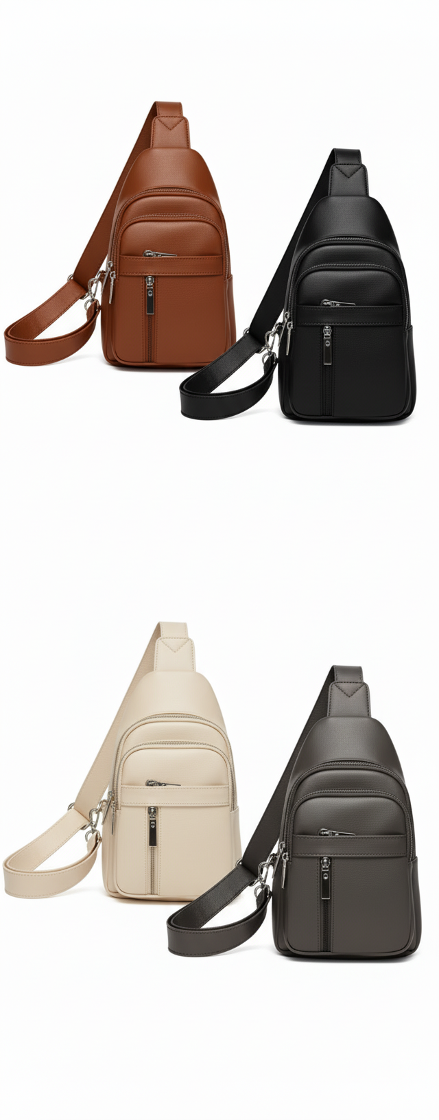 Crossbody bag with 4 compartments, faux leather