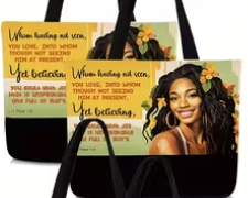 ETHNIC QUEEN CANVAS TOTE BAGS WITH SPIRITUAL QUOTES