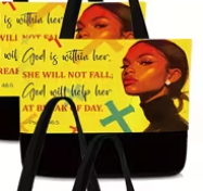 ETHNIC QUEEN CANVAS TOTE BAGS WITH SPIRITUAL QUOTES