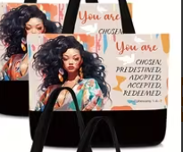 ETHNIC QUEEN CANVAS TOTE BAGS WITH SPIRITUAL QUOTES
