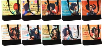 ETHNIC QUEEN CANVAS TOTE BAGS WITH SPIRITUAL QUOTES