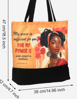 ETHNIC QUEEN CANVAS TOTE BAGS WITH SPIRITUAL QUOTES